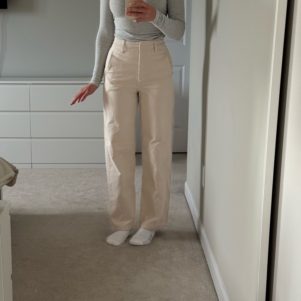 Aritzia Cream High-Waisted Pants
